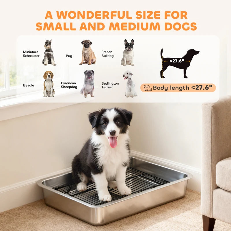 Dog Potty Tray Stainless Steel For Small And Medium Dogs, Dog Training