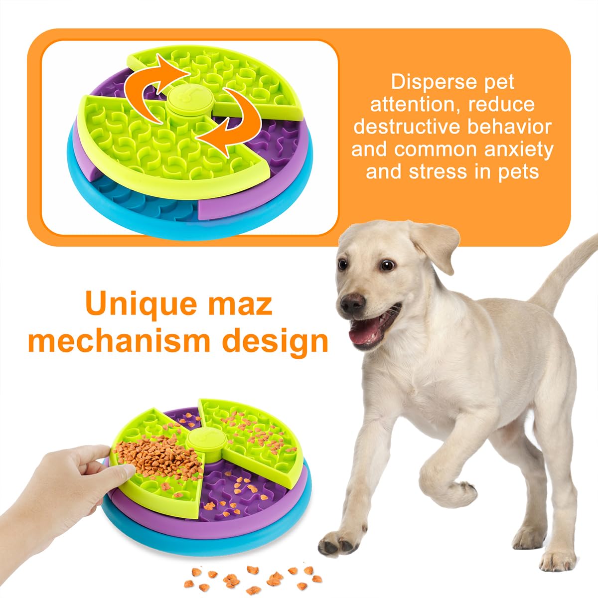 Pet Slow Food Bowl Anti Choking Cat Bowl,3in1 Interactive Dog Feeder