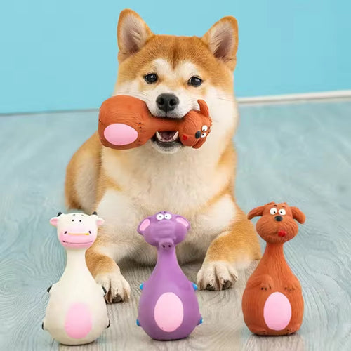 4pcs Cute Latex Dog Chew Toys With Sound, Interactive Biting Toys For