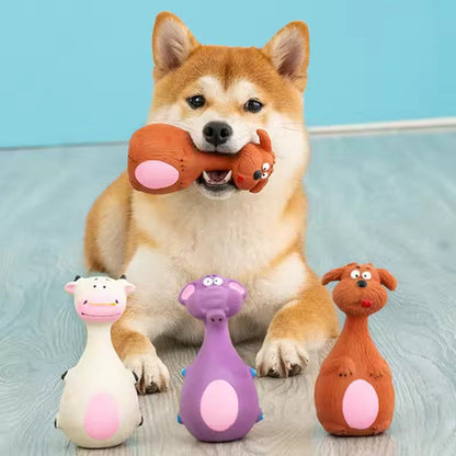 4pcs Cute Latex Dog Chew Toys With Sound, Interactive Biting Toys For