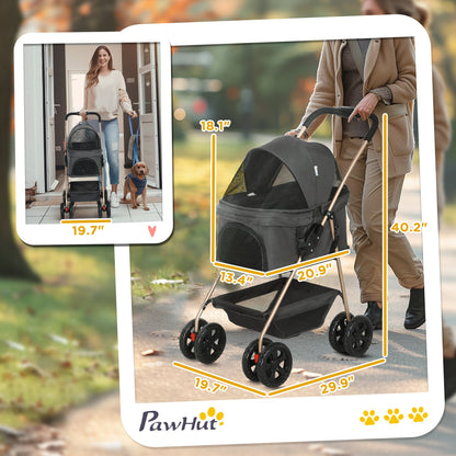 3 in 1 Pet Stroller with Detachable Carrier, Foldable Dog Stroller