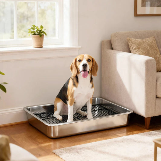 Dog Potty Tray Stainless Steel For Small And Medium Dogs, Dog Training