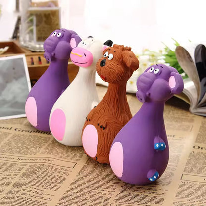 4pcs Cute Latex Dog Chew Toys With Sound, Interactive Biting Toys For
