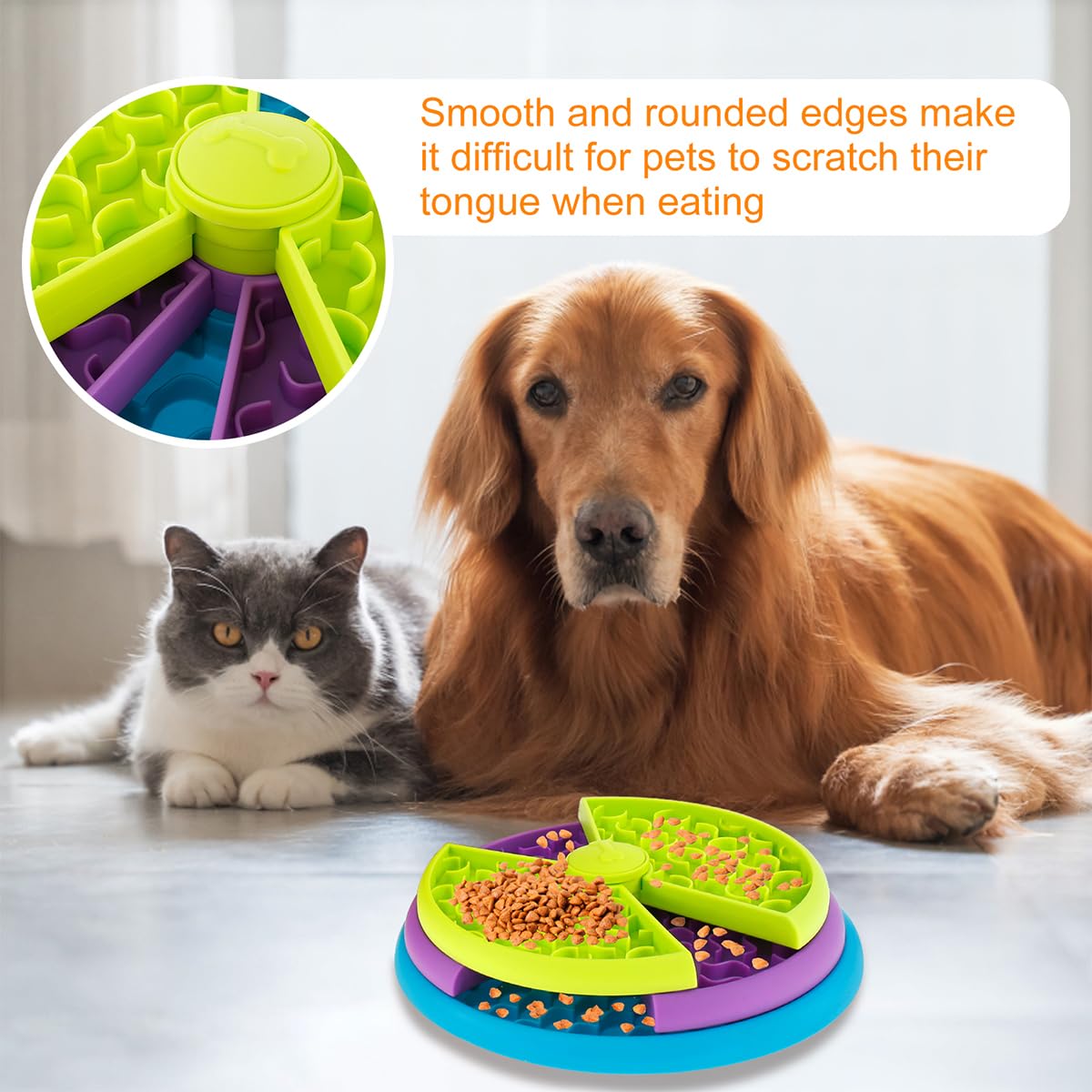Pet Slow Food Bowl Anti Choking Cat Bowl,3in1 Interactive Dog Feeder