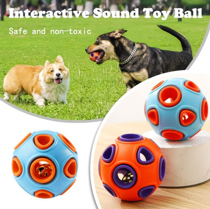 Dog Rubber Ball With Bell Sound, 2-Pack, Interactive Pet Chew Toy For