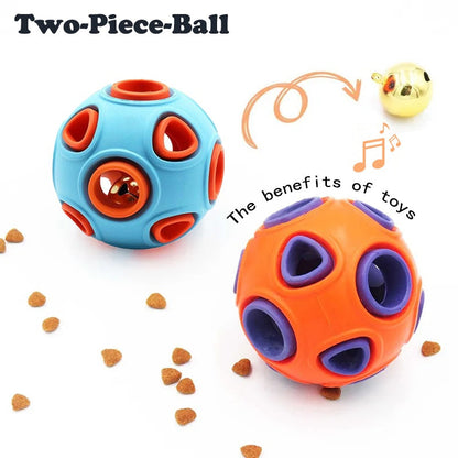 Dog Rubber Ball With Bell Sound, 2-Pack, Interactive Pet Chew Toy For