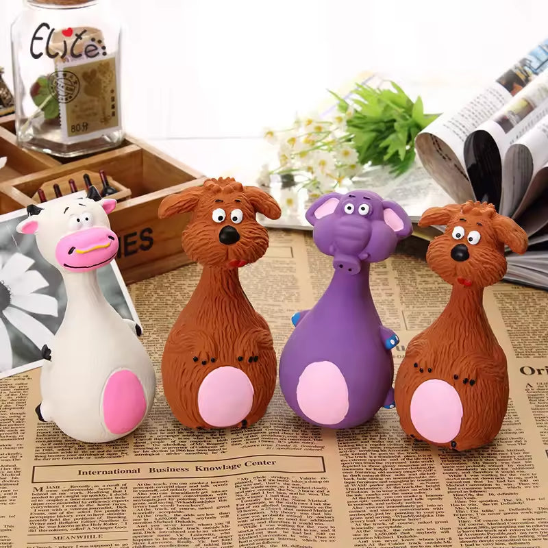 4pcs Cute Latex Dog Chew Toys With Sound, Interactive Biting Toys For
