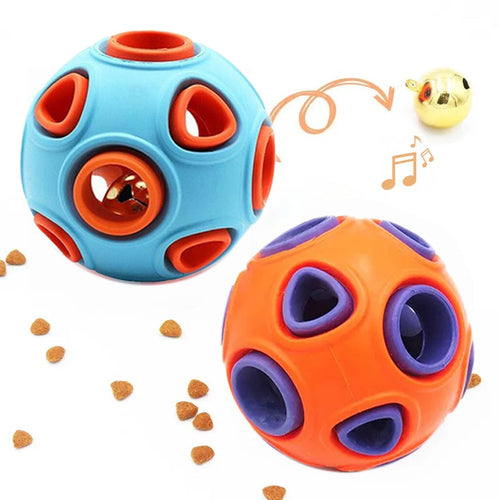 Dog Rubber Ball With Bell Sound, 2-Pack, Interactive Pet Chew Toy For
