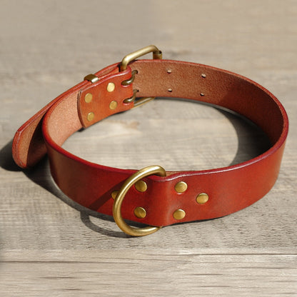Durable Leather Dog Collar and Leash Genuine Leather Dogs Collar Pet