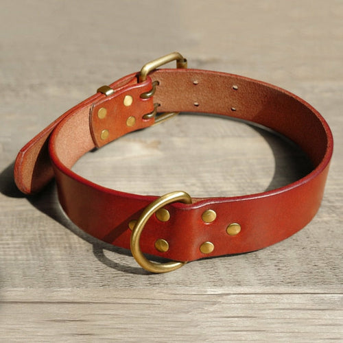 Durable Leather Dog Collar and Leash Genuine Leather Dogs Collar Pet